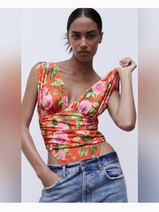 Zara Other - Zara Women's Swimsuit Size S Tropical Floral Print One Piece NNT